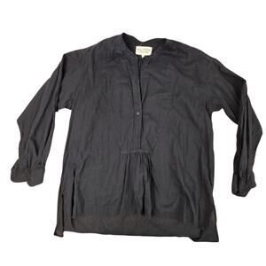 Nili Lotan Womens Long Sleeve Pintuck Crew Neck Shirt Black Cotton Size Small